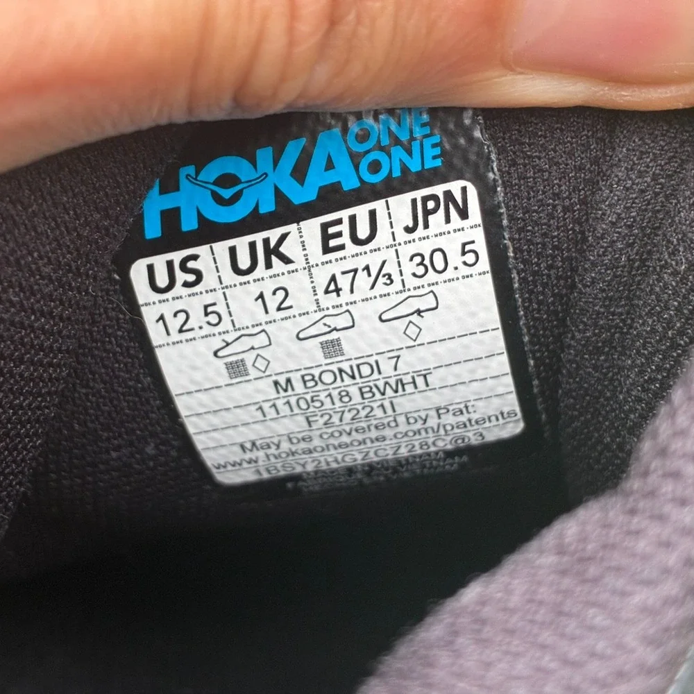 Hoka Bondi 7 Black White Men's Road Running Sneakers Size 12.5